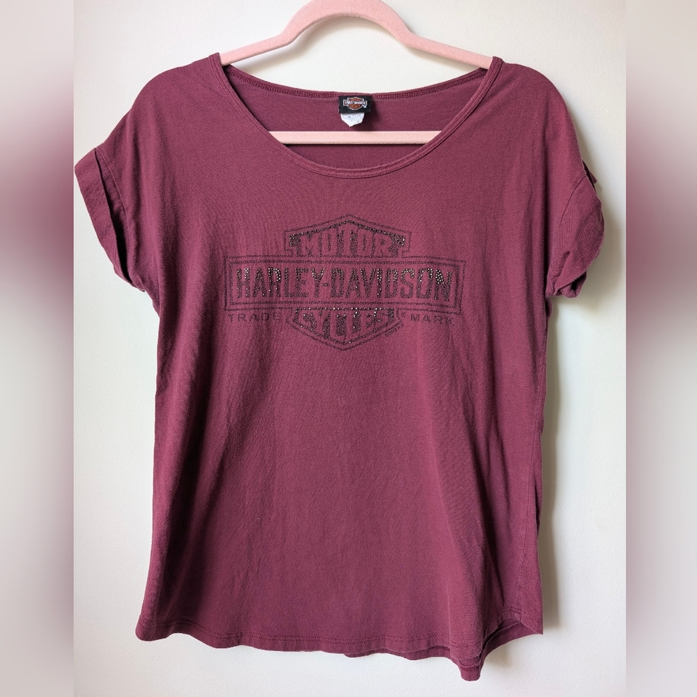 Harley Davidson Iron Nation Edmond Oklahoma Rhinestone Top Size Medium